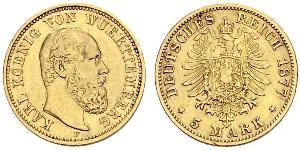 5 Mark Regno di Württemberg (1806-1918) Oro Carlo di Württemberg