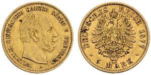 5 Mark Reino de Prusia (1701-1918) Oro Wilhelm I, German Emperor (1797-1888)