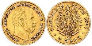 5 Mark Reino de Prusia (1701-1918) Oro Wilhelm I, German Emperor (1797-1888)