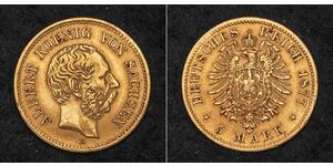 5 Mark Reino de Sajonia (1806 - 1918) Oro 