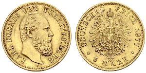 5 Mark Reino de Wurtemberg (1806-1918) Oro Carlos I de Wurtemberg