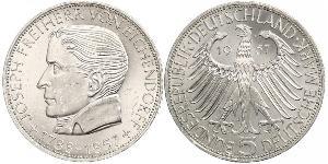 5 Mark Alemania Occidental (1949-1990) Plata Joseph von Eichendorff