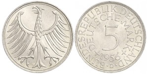 5 Mark Alemania Occidental (1949-1990) Plata 