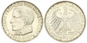 5 Mark Alemania Occidental (1949-1990) Plata Joseph von Eichendorff