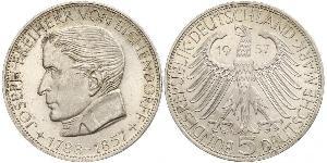 5 Mark Alemania Occidental (1949-1990) Plata Joseph von Eichendorff