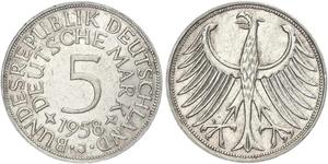 5 Mark Alemania Occidental (1949-1990) Plata 