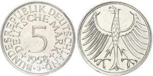 5 Mark Alemania Occidental (1949-1990) Plata 