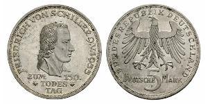 5 Mark Alemania Occidental (1949-1990) Plata Friedrich Schiller