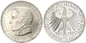 5 Mark Alemania Occidental (1949-1990) Plata Joseph von Eichendorff