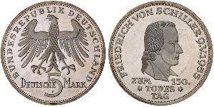 5 Mark Alemania Occidental (1949-1990) Plata Friedrich Schiller