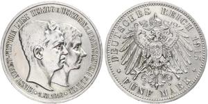 5 Mark Ducado de Brunswick (1815 - 1918) Plata Ernesto Augusto III de Hannover (1887 - 1953)