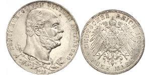 5 Mark Ducado de Sajonia-Altenburgo  (1826 - 1920) Plata Ernesto I de Sajonia-Altenburgo (1826 - 1908)