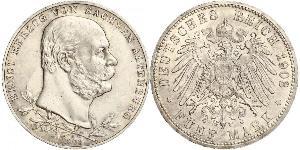 5 Mark Ducado de Sajonia-Altenburgo  (1826 - 1920) Plata Ernesto I de Sajonia-Altenburgo (1826 - 1908)