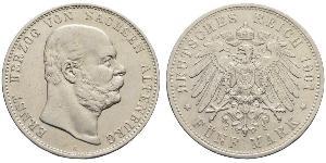 5 Mark Ducado de Sajonia-Altenburgo  (1826 - 1920) Plata Ernesto I de Sajonia-Altenburgo (1826 - 1908)
