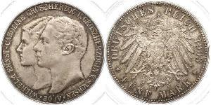 5 Mark Ducado de Sajonia-Weimar-Eisenach (1809 - 1918) Plata Guillermo Ernesto de Sajonia-Weimar-Eisenach