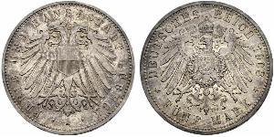 5 Mark Free City of Lübeck Plata 