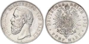 5 Mark Gran Ducado de Baden (1806-1918) Plata Federico I de Baden (1826 - 1907)