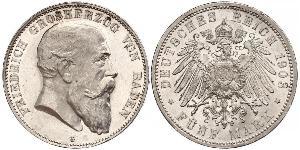 5 Mark Gran Ducado de Baden (1806-1918) Plata Federico I de Baden (1826 - 1907)