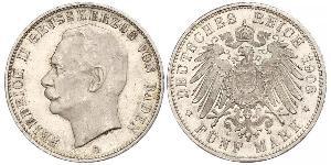 5 Mark Gran Ducado de Baden (1806-1918) Plata Federico II de Baden (1857 - 1928)