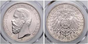 5 Mark Gran Ducado de Baden (1806-1918) Plata Federico I de Baden (1826 - 1907)