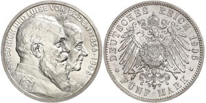 5 Mark Gran Ducado de Baden (1806-1918) / Imperio alemán (1871-1918) Plata Federico I de Baden (1826 - 1907)