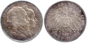 5 Mark Gran Ducado de Baden (1806-1918) / Imperio alemán (1871-1918) Plata Federico I de Baden (1826 - 1907)