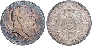5 Mark Gran Ducado de Baden (1806-1918) / Imperio alemán (1871-1918) Plata Federico I de Baden (1826 - 1907)
