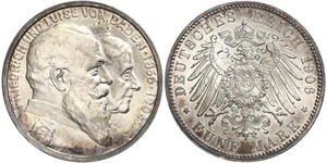 5 Mark Gran Ducado de Baden (1806-1918) / Imperio alemán (1871-1918) Plata Federico I de Baden (1826 - 1907)