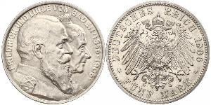 5 Mark Gran Ducado de Baden (1806-1918) / Imperio alemán (1871-1918) Plata Federico I de Baden (1826 - 1907)