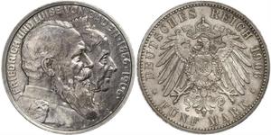 5 Mark Gran Ducado de Baden (1806-1918) / Imperio alemán (1871-1918) Plata Federico I de Baden (1826 - 1907)