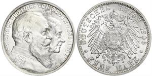 5 Mark Gran Ducado de Baden (1806-1918) / Imperio alemán (1871-1918) Plata Federico I de Baden (1826 - 1907)
