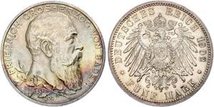 5 Mark Gran Ducado de Baden (1806-1918) / Imperio alemán (1871-1918) Plata Federico I de Baden (1826 - 1907)