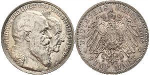 5 Mark Gran Ducado de Baden (1806-1918) / Imperio alemán (1871-1918) Plata Federico I de Baden (1826 - 1907)