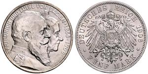 5 Mark Gran Ducado de Baden (1806-1918) / Imperio alemán (1871-1918) Plata Federico I de Baden (1826 - 1907)