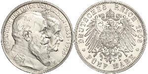 5 Mark Gran Ducado de Baden (1806-1918) / Imperio alemán (1871-1918) Plata Federico I de Baden (1826 - 1907)