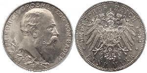 5 Mark Gran Ducado de Baden (1806-1918) / Imperio alemán (1871-1918) Plata Federico I de Baden (1826 - 1907)