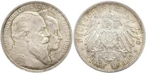 5 Mark Gran Ducado de Baden (1806-1918) / Imperio alemán (1871-1918) Plata Federico I de Baden (1826 - 1907)