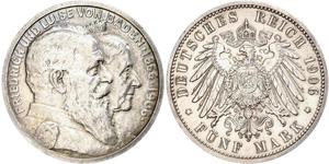 5 Mark Gran Ducado de Baden (1806-1918) / Imperio alemán (1871-1918) Plata Federico I de Baden (1826 - 1907)