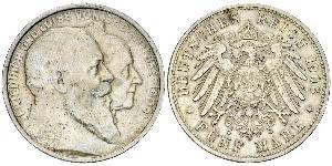 5 Mark Gran Ducado de Baden (1806-1918) / Imperio alemán (1871-1918) Plata Federico I de Baden (1826 - 1907)