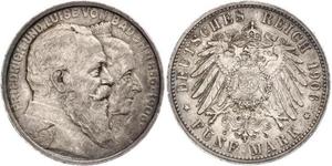 5 Mark Gran Ducado de Baden (1806-1918) / Imperio alemán (1871-1918) Plata Federico I de Baden (1826 - 1907)