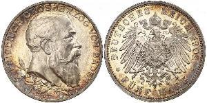 5 Mark Gran Ducado de Baden (1806-1918) / Imperio alemán (1871-1918) Plata Federico I de Baden (1826 - 1907)