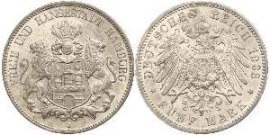 5 Mark Hamburgo / Imperio alemán (1871-1918) Plata 