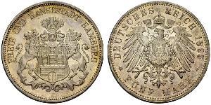 5 Mark Hamburgo / Imperio alemán (1871-1918) Plata 