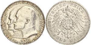 5 Mark Hesse-Darmstadt (1806 - 1918) Plata Ernesto Luis de Hesse-Darmstadt (1868 - 1937)
