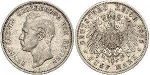 5 Mark Hesse-Darmstadt (1806 - 1918) Plata Ernesto Luis de Hesse-Darmstadt (1868 - 1937)