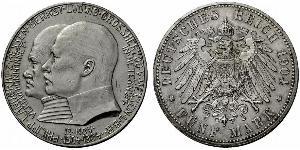 5 Mark Hesse-Darmstadt (1806 - 1918) Plata Ernesto Luis de Hesse-Darmstadt (1868 - 1937)