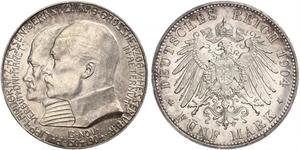 5 Mark Hesse-Darmstadt (1806 - 1918) Plata Ernesto Luis de Hesse-Darmstadt (1868 - 1937)