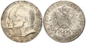 5 Mark Hesse-Darmstadt (1806 - 1918) Plata Ernesto Luis de Hesse-Darmstadt (1868 - 1937)