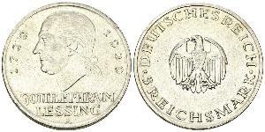 5 Mark Imperio alemán (1871-1918) Plata Gotthold Ephraim Lessing