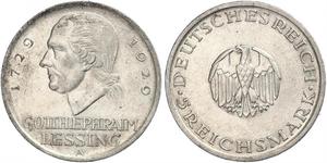 5 Mark Imperio alemán (1871-1918) Plata Gotthold Ephraim Lessing